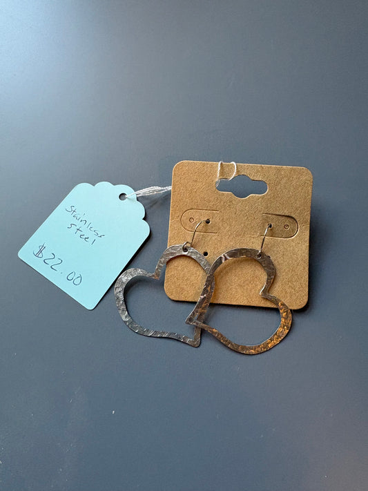 Open Heart Stainless Steel Earrings