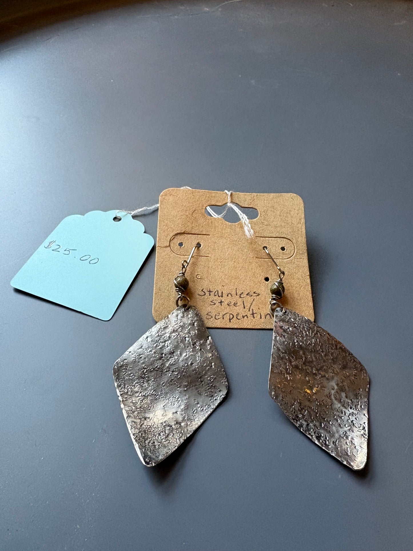 Stainless Steel Diamond Serpentine Earrings