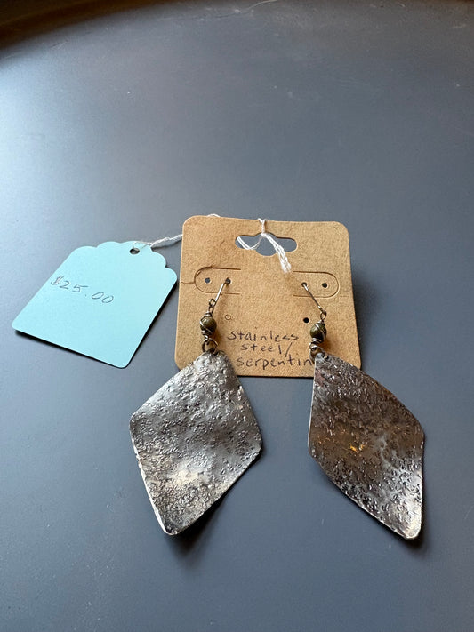 Stainless Steel Diamond Serpentine Earrings